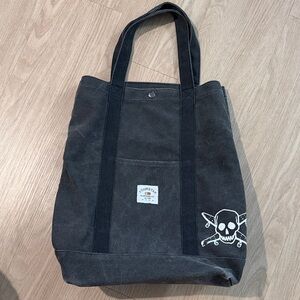 Fourstar Black Canvas Tote Bag with Skull Design